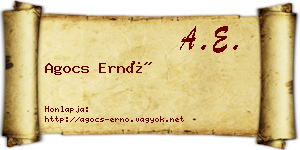 Agocs Ernő névjegykártya